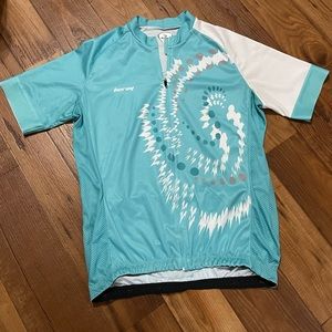 Beroy Cycling Shirt Women’s 2 XL Teal White Short Sleeve Cycling Jersey Shirt